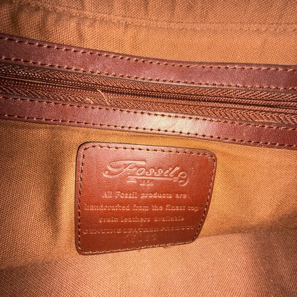 Authentic Fossil 1954 Woven Brown Leather Crossbody Adjustable strap 75082 - Picture 7 of 10